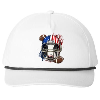 American Football Player Cow Farm Animal Patriotic Cow Lover Cute Gift Snapback Five-Panel Rope Hat