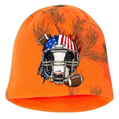 American Football Player Cow Farm Animal Patriotic Cow Lover Cute Gift Kati - Camo Knit Beanie