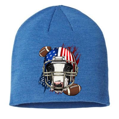 American Football Player Cow Farm Animal Patriotic Cow Lover Cute Gift Sustainable Beanie