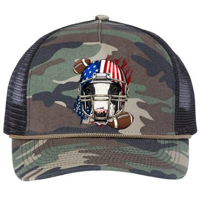 American Football Player Cow Farm Animal Patriotic Cow Lover Cute Gift Retro Rope Trucker Hat Cap