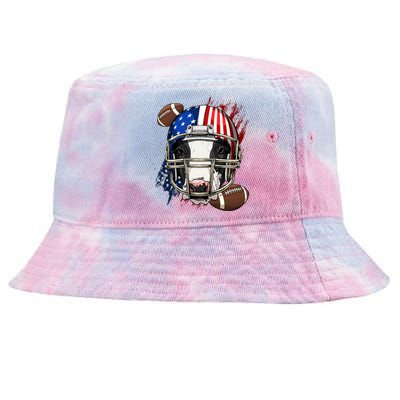 American Football Player Cow Farm Animal Patriotic Cow Lover Cute Gift Tie-Dyed Bucket Hat