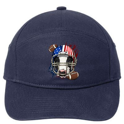 American Football Player Cow Farm Animal Patriotic Cow Lover Cute Gift 7-Panel Snapback Hat