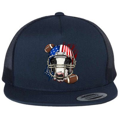 American Football Player Cow Farm Animal Patriotic Cow Lover Cute Gift Flat Bill Trucker Hat