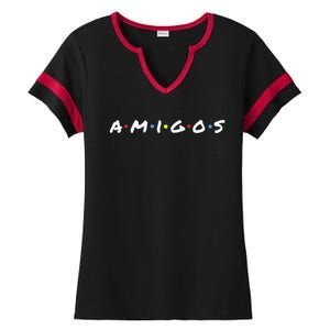 Amigos Fun Pop Culture Friends Humor Cute Ladies Halftime Notch Neck Tee