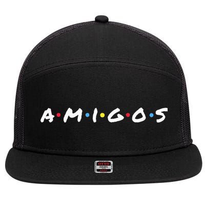 Amigos Fun Pop Culture Friends Humor Cute 7 Panel Mesh Trucker Snapback Hat