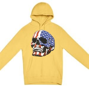 American Flag Patriotic Skull Premium Pullover Hoodie