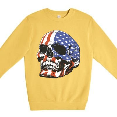 American Flag Patriotic Skull Premium Crewneck Sweatshirt