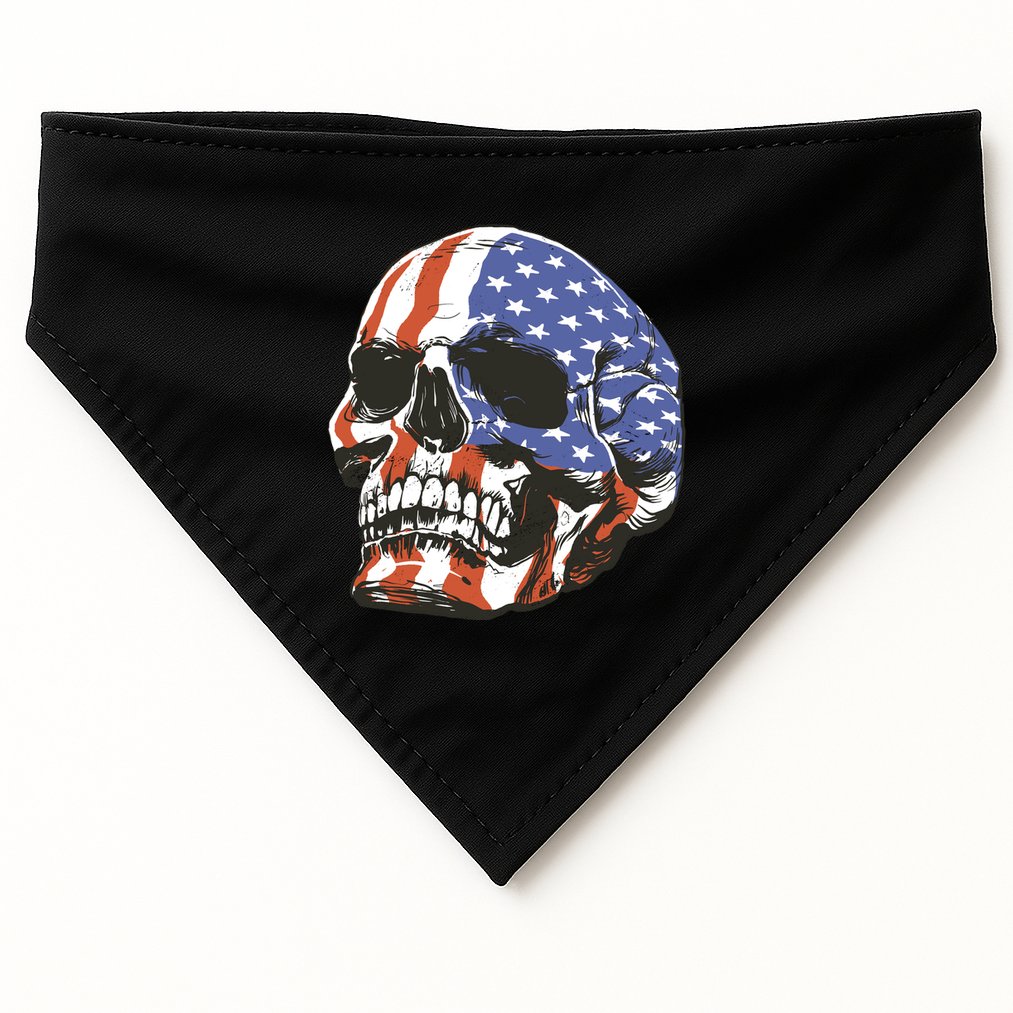 American Flag Patriotic Skull USA-Made Doggie Bandana