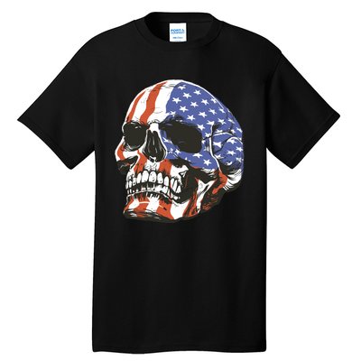 American Flag Patriotic Skull Tall T-Shirt