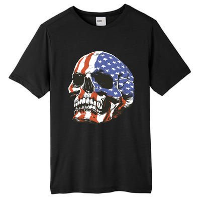 American Flag Patriotic Skull Tall Fusion ChromaSoft Performance T-Shirt