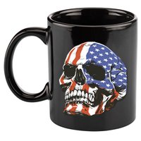 American Flag Patriotic Skull 11oz C Handle Ceramic Mug