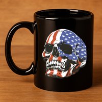 American Flag Patriotic Skull 11oz C Handle Ceramic Mug