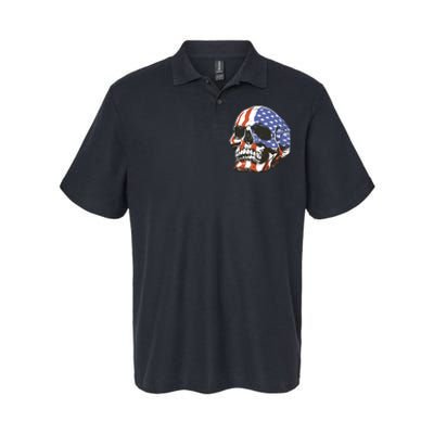 American Flag Patriotic Skull Softstyle Adult Sport Polo