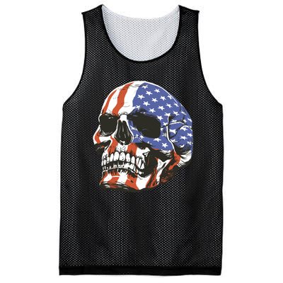 American Flag Patriotic Skull Mesh Reversible Basketball Jersey Tank