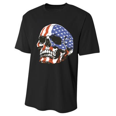 American Flag Patriotic Skull Performance Sprint T-Shirt