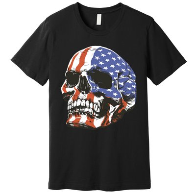 American Flag Patriotic Skull Premium T-Shirt