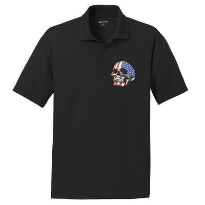 American Flag Patriotic Skull PosiCharge RacerMesh Polo