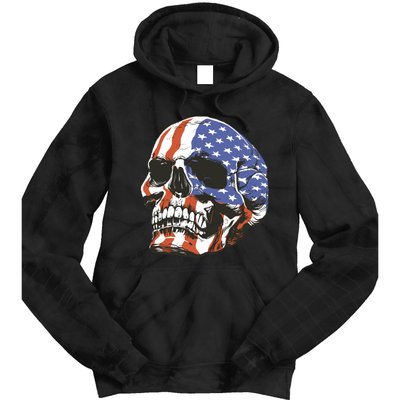 American Flag Patriotic Skull Tie Dye Hoodie