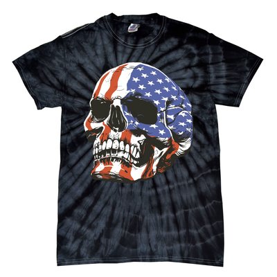 American Flag Patriotic Skull Tie-Dye T-Shirt