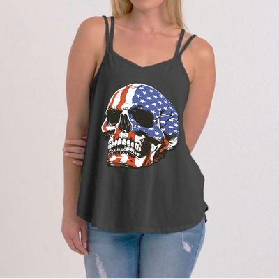 American Flag Patriotic Skull Women's Strappy Tank