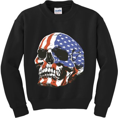 American Flag Patriotic Skull Kids Sweatshirt