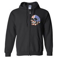 American Flag Patriotic Skull Full Zip Hoodie