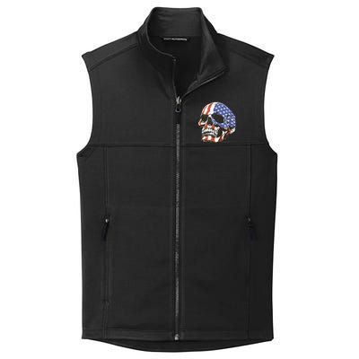 American Flag Patriotic Skull Collective Smooth Fleece Vest