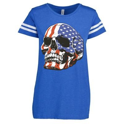 American Flag Patriotic Skull Enza Ladies Jersey Football T-Shirt