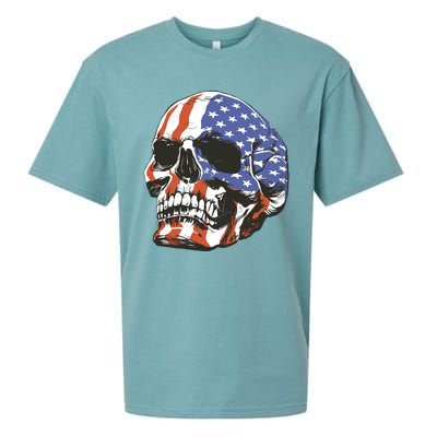 American Flag Patriotic Skull Sueded Cloud Jersey T-Shirt