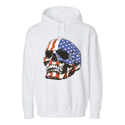 American Flag Patriotic Skull Garment-Dyed Fleece Hoodie