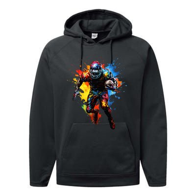 American Football player paint Performance Fleece Hoodie