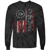 American Flag Patriotic 1776 We The People USA Print Tie-Dye Long Sleeve Shirt