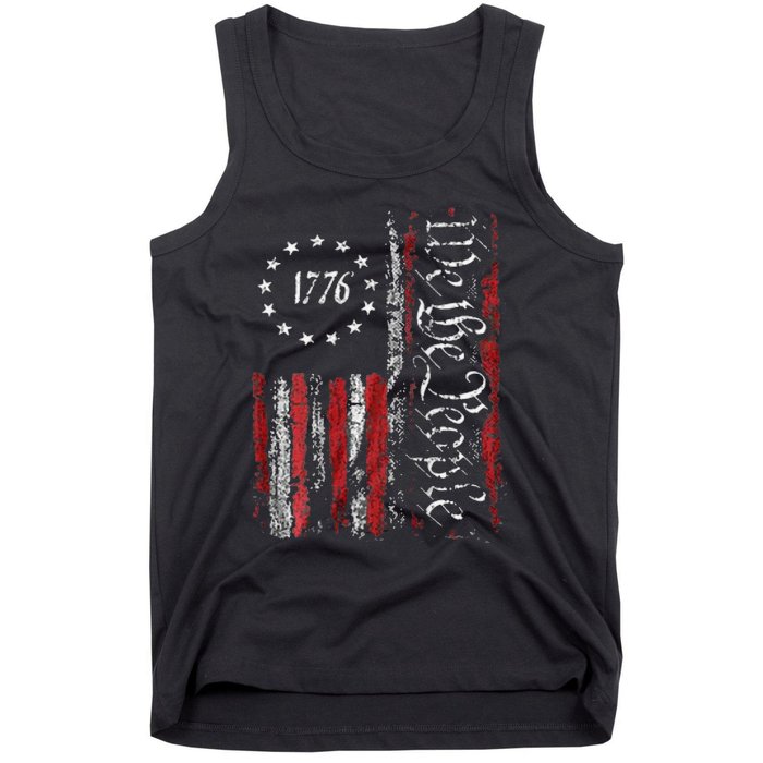 American Flag Patriotic 1776 We The People USA Print Tank Top