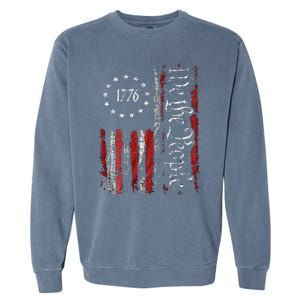 American Flag Patriotic 1776 We The People USA Print Garment-Dyed Sweatshirt