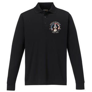 American Flag Proud Bernese Mountain Dog Dad Performance Long Sleeve Polo