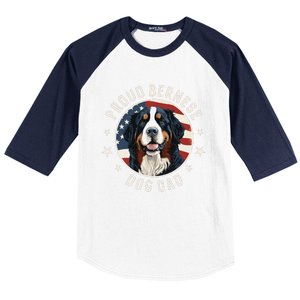 American Flag Proud Bernese Mountain Dog Dad Baseball Sleeve Shirt