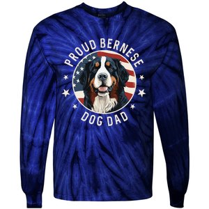 American Flag Proud Bernese Mountain Dog Dad Tie-Dye Long Sleeve Shirt