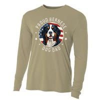 American Flag Proud Bernese Mountain Dog Dad Cooling Performance Long Sleeve Crew