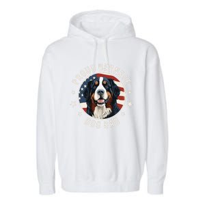 American Flag Proud Bernese Mountain Dog Dad Garment-Dyed Fleece Hoodie