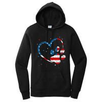 American Flag Patriotic Dog & Cat Paw Print 4th Of July Women's Pullover Hoodie