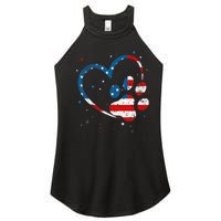 American Flag Patriotic Dog & Cat Paw Print 4th Of July Women's Perfect Tri Rocker Tank