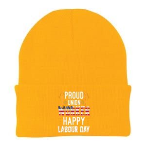 American Flag Proud Union Worker Happy Labor Day Gift Knit Cap Winter Beanie