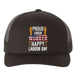 American Flag Proud Union Worker Happy Labor Day Gift Yupoong Adult 5-Panel Trucker Hat