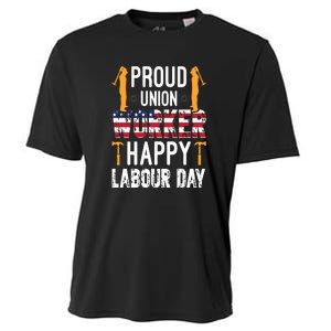 American Flag Proud Union Worker Happy Labor Day Gift Cooling Performance Crew T-Shirt