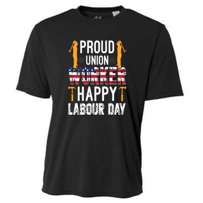 American Flag Proud Union Worker Happy Labor Day Gift Cooling Performance Crew T-Shirt