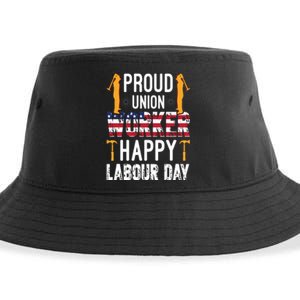 American Flag Proud Union Worker Happy Labor Day Gift Sustainable Bucket Hat