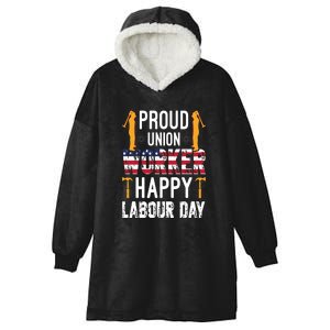 American Flag Proud Union Worker Happy Labor Day Gift Hooded Wearable Blanket