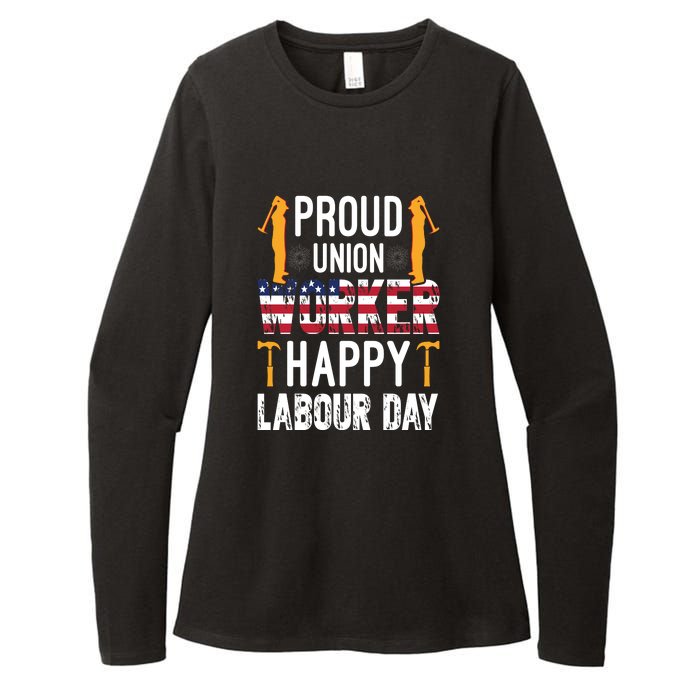 American Flag Proud Union Worker Happy Labor Day Gift Womens CVC Long Sleeve Shirt