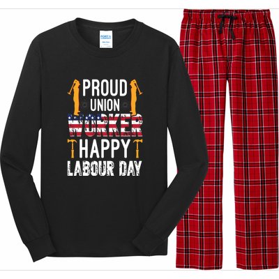 American Flag Proud Union Worker Happy Labor Day Gift Long Sleeve Pajama Set