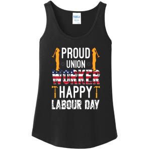 American Flag Proud Union Worker Happy Labor Day Gift Ladies Essential Tank